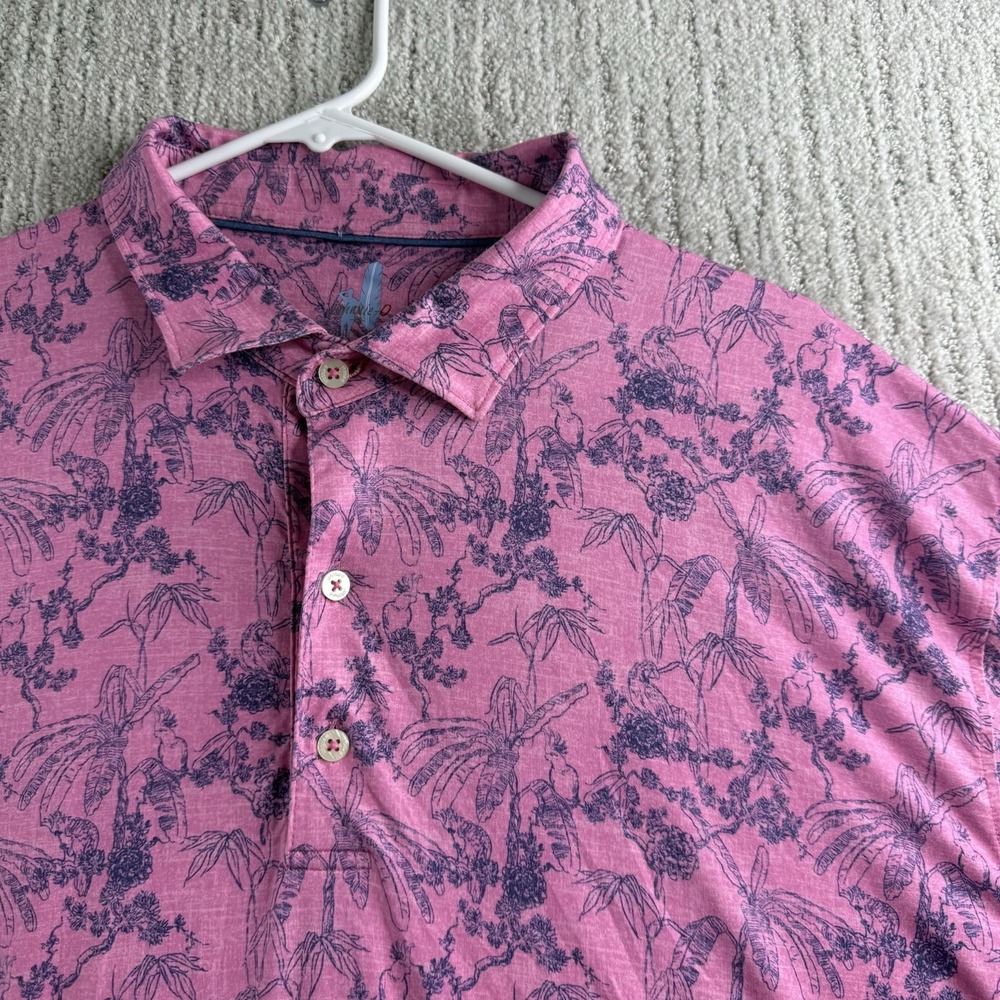 Johnnie O Featherweight Golf Polo Men's Size XXL Pink All Over Print